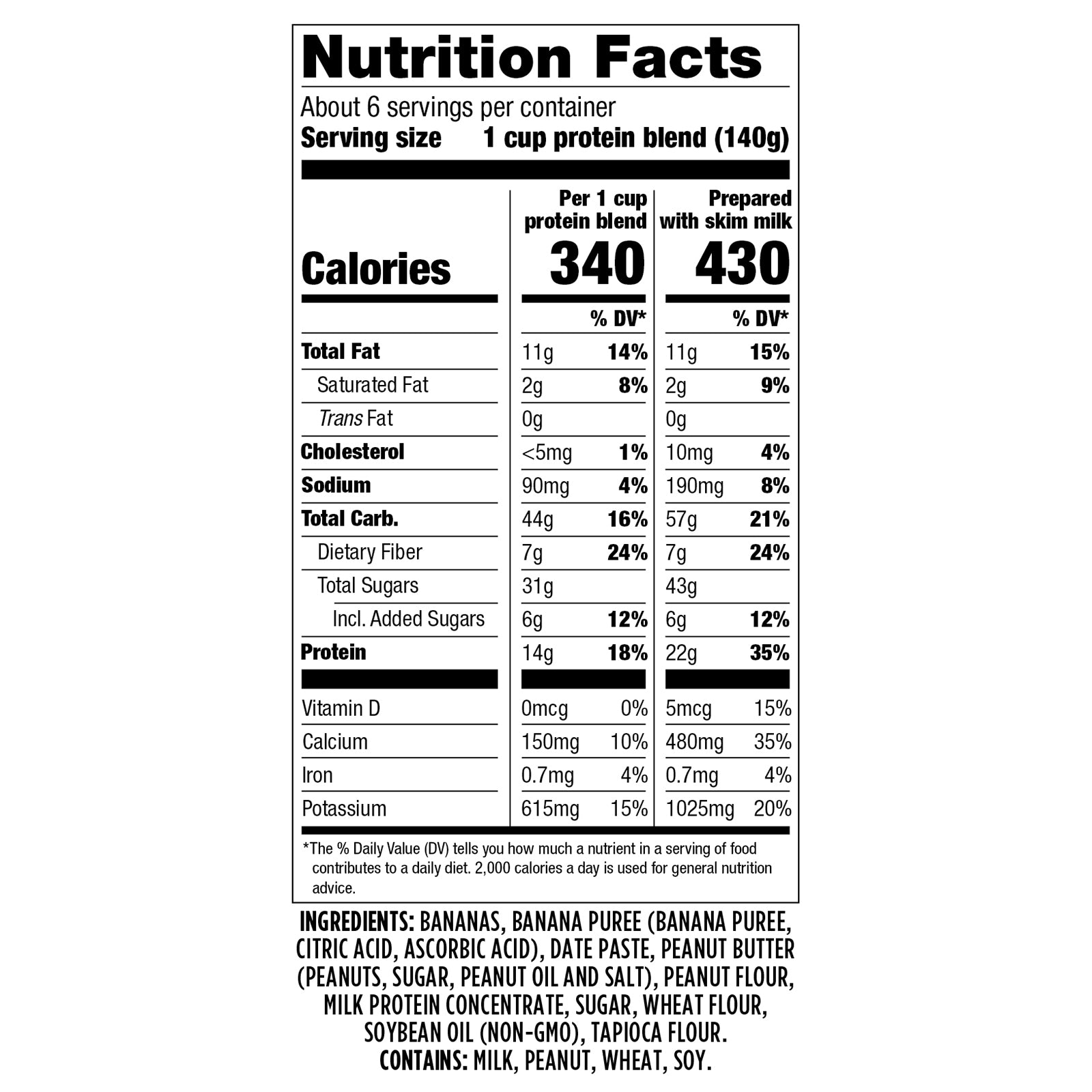Wyman's Protein Blend - Banana Peanut Butter Nutritional Facts