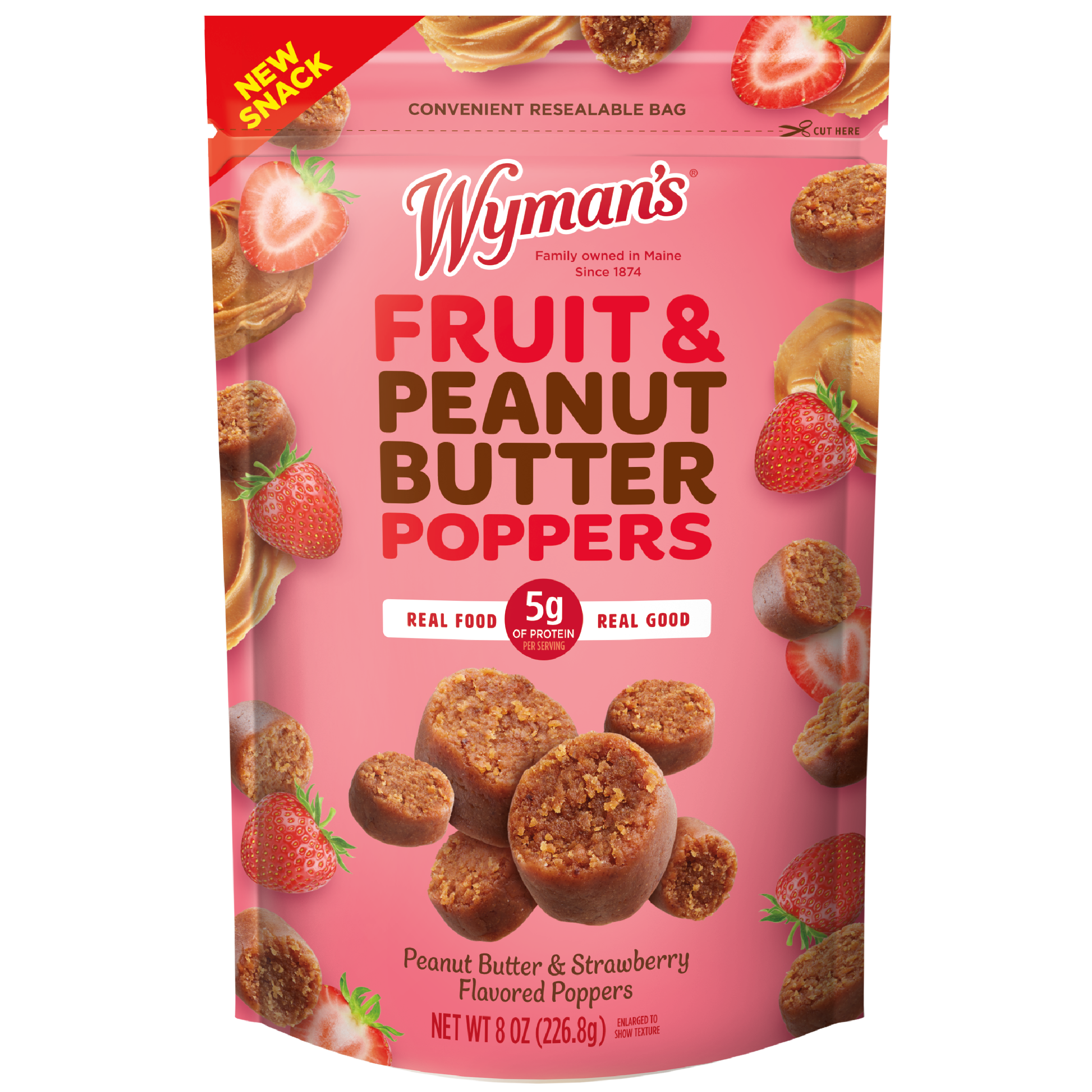 Wyman's Fruit & Peanut Butter Poppers - Peanut Butter & Strawberry Flavored Package Front